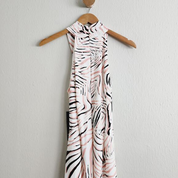 NEW Rachel Roy Cierra Pink Black Zebra Animal Print Abstract Jersey Maxi Dress - Picture 8 of 8